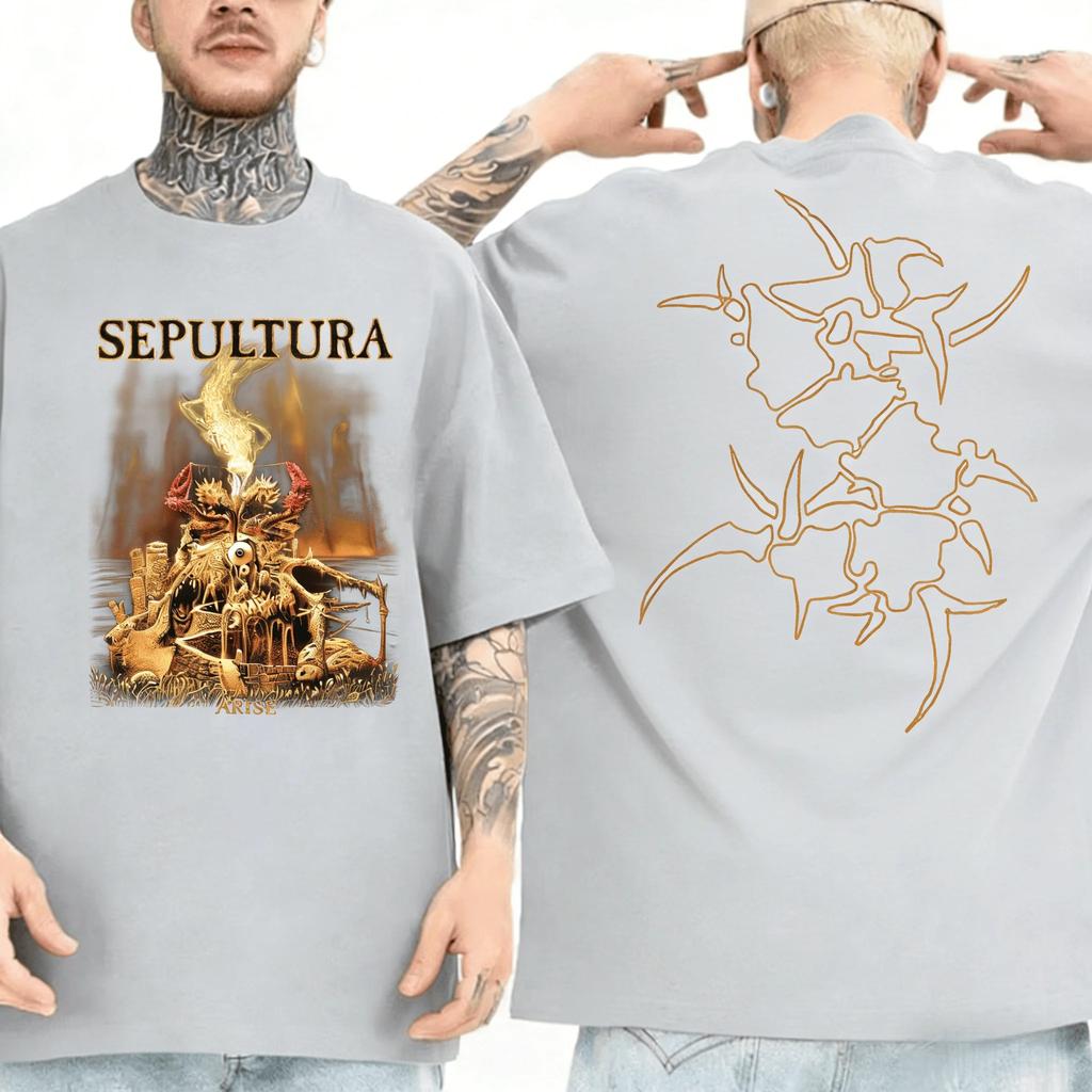2026 Summer Sepultura T-shirt 1991 Flogging Metal Death Metal Slot Metal T-shirt Top Unisex Round-neck Short-sleeved T-shirt Tops Tees