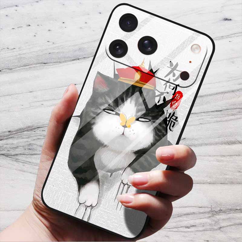 Cute Case For iPhone 17 Pro Plus Capa 17 Pro Max Bumper Luxury Tempered Glass Hard Back Cover iPhone17 Air Funda Animal Patterns