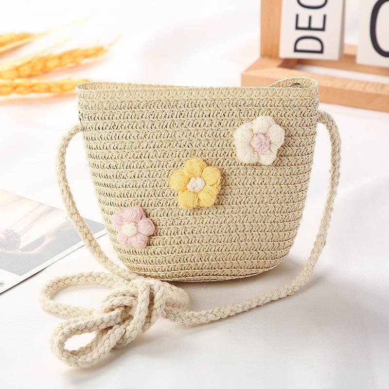 Kids Girls Flower Summer Caps Fashion Children Sunscreen Sun Hat Straw Hat Bag for Beach Baby Accessories for 2-8 Years Kids