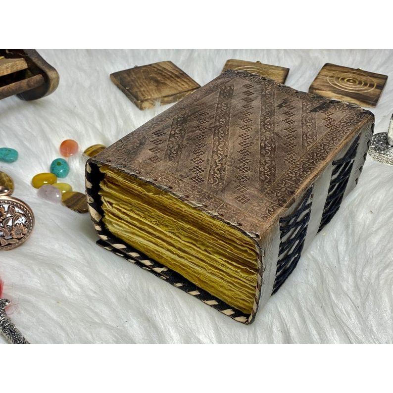 Vintage Leather Journal Blank Spell Book of Shadows Celtic Stone Grimoire Journal Handmade Journal Gifts for Men and Women