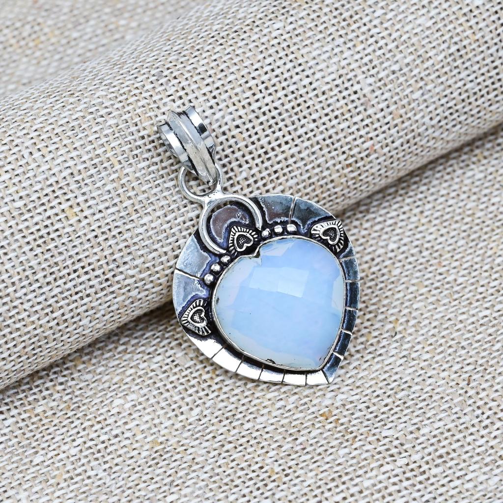 Milky Opal Gemstone Jewelry Handmade 925 Sterling Silver Pendant For Wedding Gift