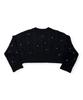 Bonseullipi Snow Pearl Stud Cable V-Neck Crop Knit (Black)