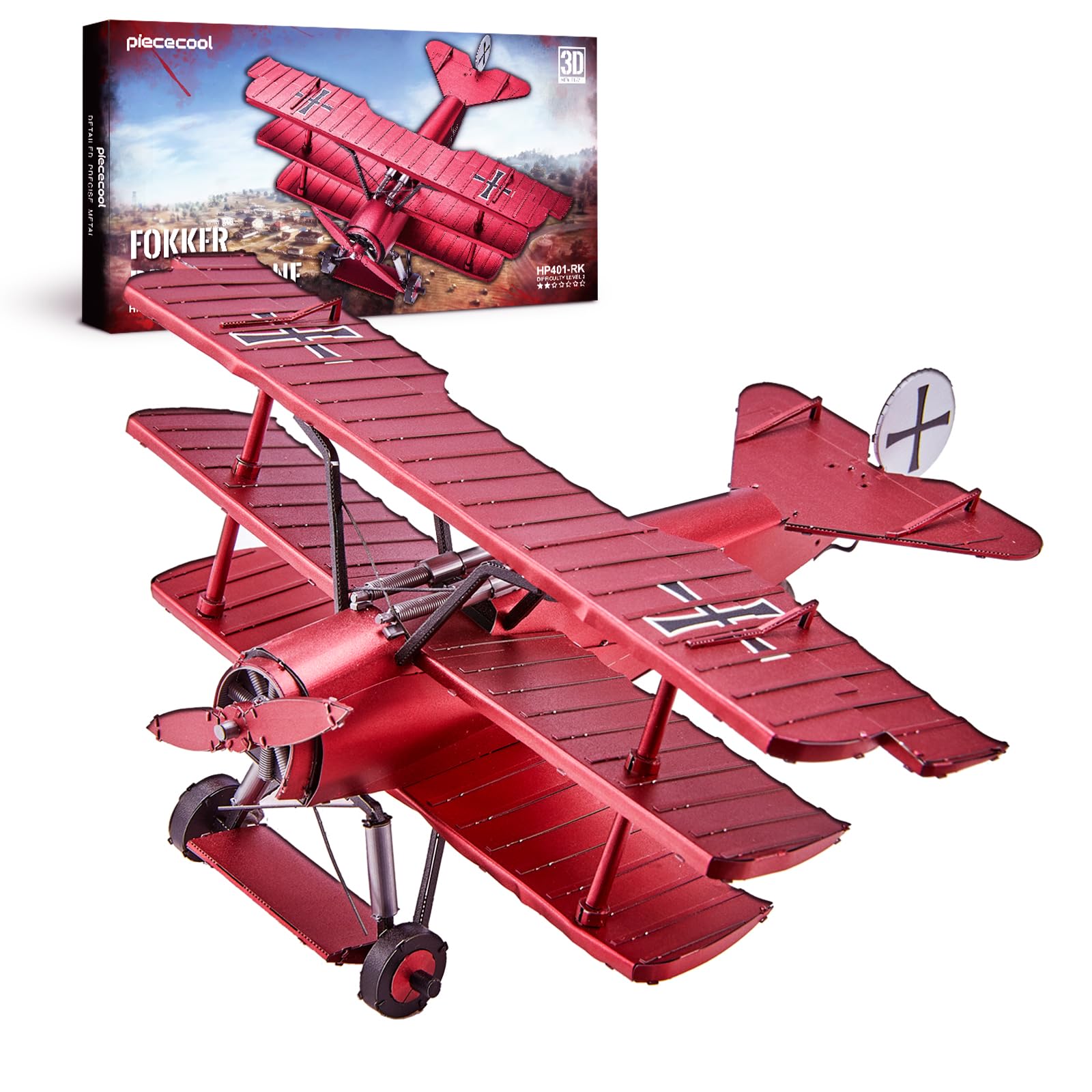 

3D-пазл Piececool, Металлический, Fokker Dr Красного Барона. Я Триплан, 3D-пазл, Требуется сборка, Клей не требуется, Сложность 2 звезды, Для начинающих/Взрослых,