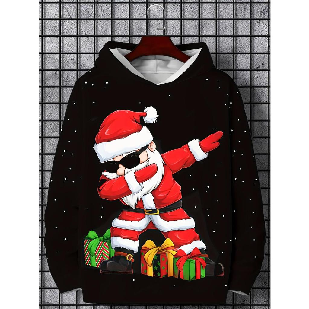 Christmas Cute Santa Printed Hoodie Sportswear Fashion Party Long Sleeve Hoodie Girl Comfortable Hoodie Children's Clothing