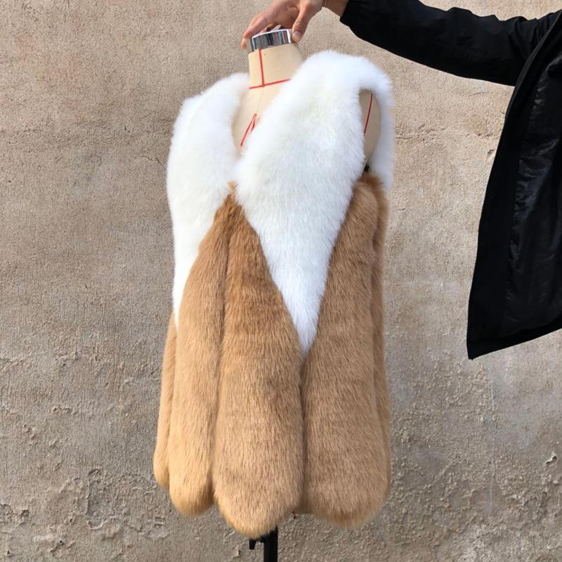 Fur Autumn and Winter New Imitation Fox Fur Vest Women's Medium and Long Casual Warm Jacket