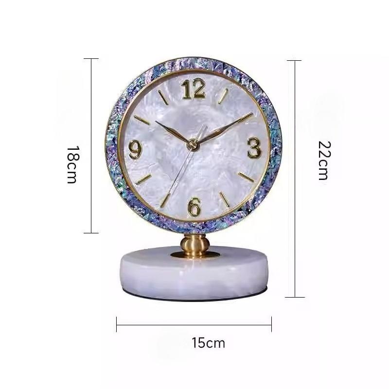 

Slient Table Clock Metal Marble Tabletop Clock Luxury Creativity Household Desk Clocks Living Room Art Decorative Accessories белый