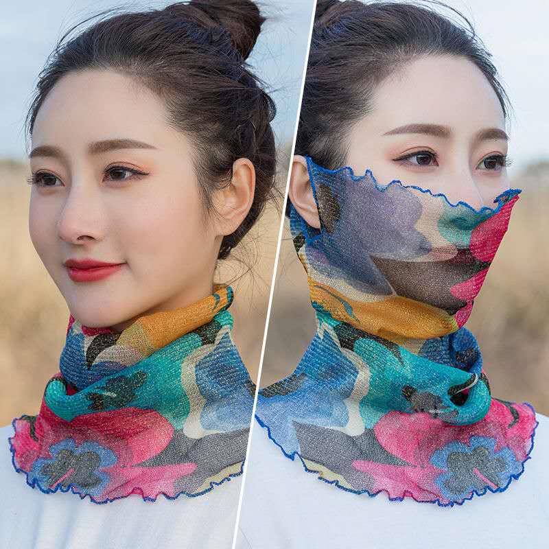 Women's Versatile Silk Neck Gaiter: Pullover, Sun Protection, Ear-Hanging, All-Match Scarf & Mask