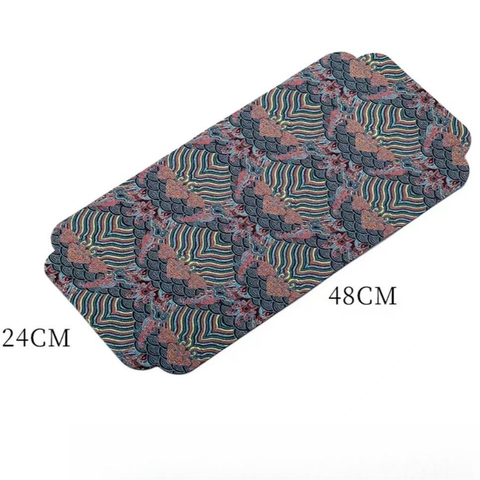 

Двусторонний парчовый коврик для чая - Китайский дзен-стиль, нескользящая подставка для сухого заваривания для чайной церемонии, винтажный декор стола, традиционная подставка 47x23.5cm