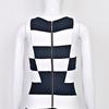 Chic Black and White Geometric Striped Mini Bandage Dress - Waist-Cinching, Hip-Hugging for Dates, Parties, and Fashion Shows.