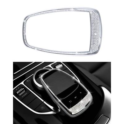 Catland Zubehör Ornamente für W205 S205 W213 S213 X253 C253 C E GLC Klasse Innendekoration Touchpad Zinklegierung Strass Luxus DIY Silber