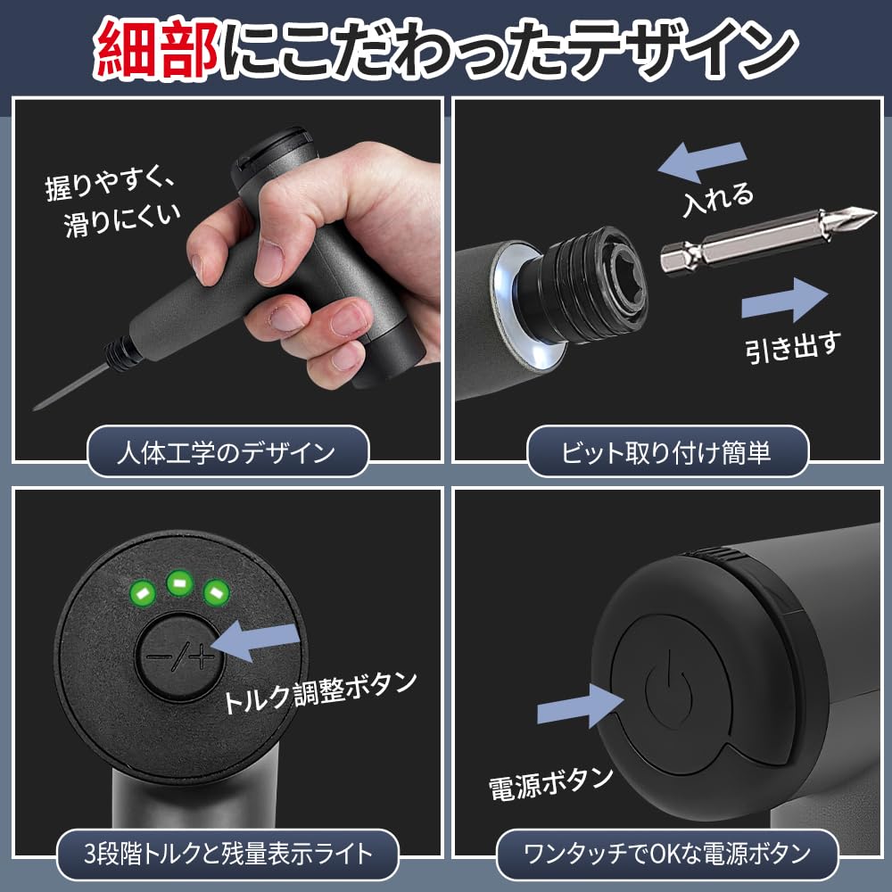 IXP Compact Electric Screwdriver Set with 3 Torque Adjustable LED 10 Manual Electric 1500 mAh High USB 60 Minutes of Continuous Magnetic Flexible 27