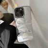 Japanese and Korean IPhone 16 ProMax Apple 15 Pearl Bow 14 13 Electroplating Silver Mirror Mobile Case