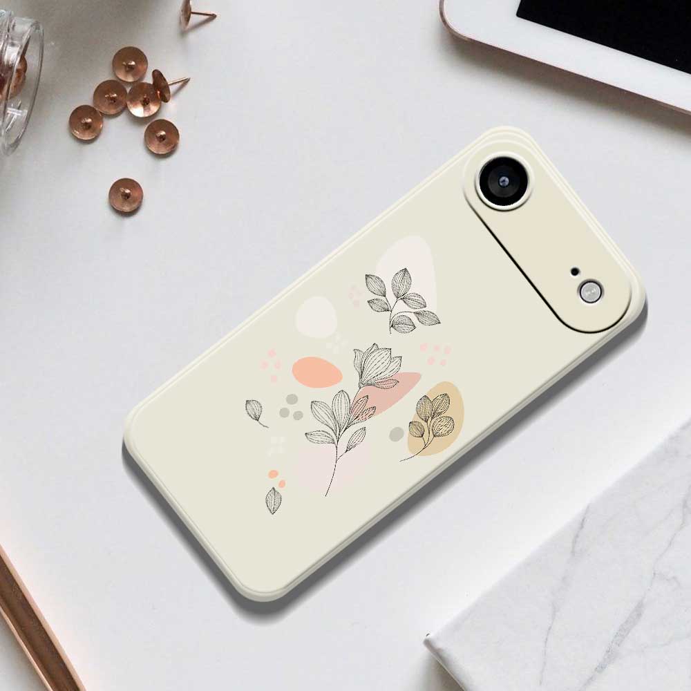 For iPhone 17 Air Case Sketch Leaves Pattern Printing Straight Edge TPU Phone Back Cover