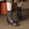 Fashion Retro Style Booties Plain Chunky Heel Splicing Ankle Boots for Women On Promotion Fashion 2025 Pu New In Sale Woman Short Shoes
