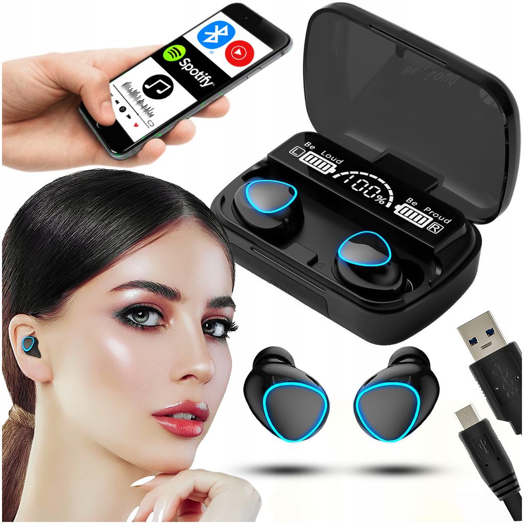 Słuchawki Bezprzedowodowe Douszne Do Uszu Bluetooth 5.3 Pro + Powerbank Bt+