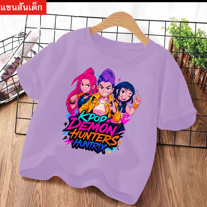 

2025 Лето K-pop Охотники на демонов Футболка Детская Мультяшная Аниме Мем Принт Одежда Круглый Вырез Базовые Топы для Мальчиков Повседневные Рубашки Подарок 100