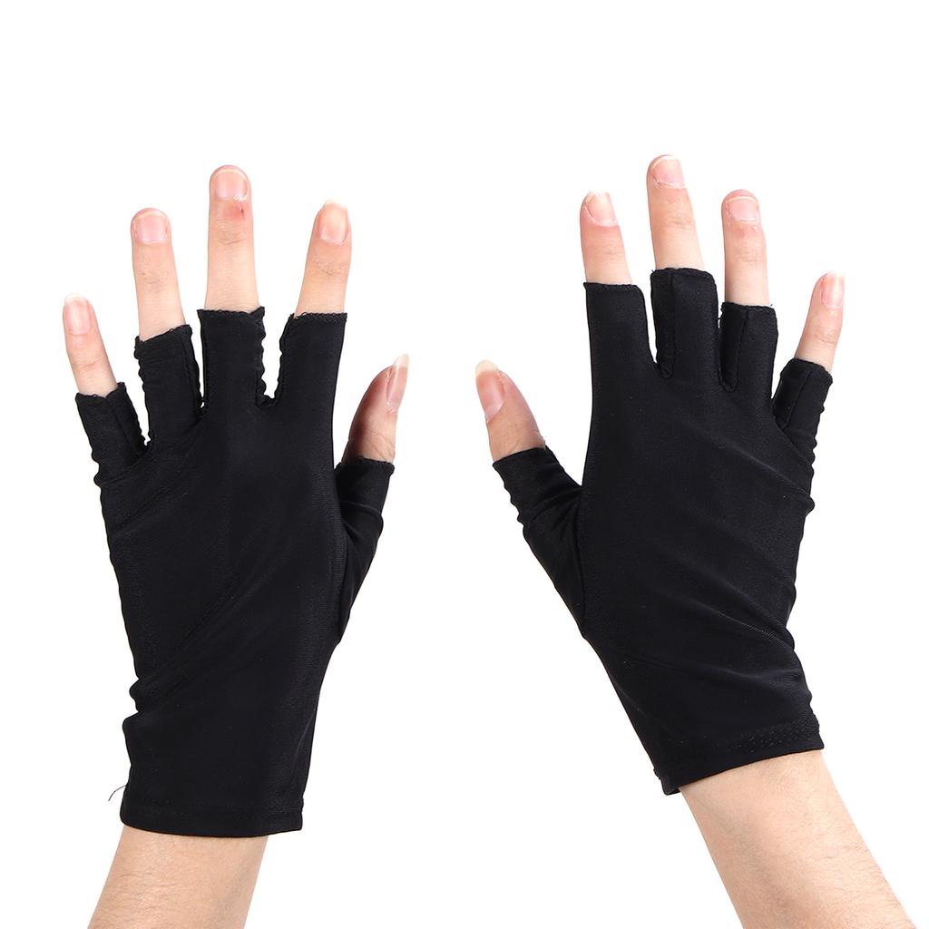 UV Nail Gloves Fluorescent Black Fingerless Anti Black UV Light Nail Protective Gloves Nail Tools