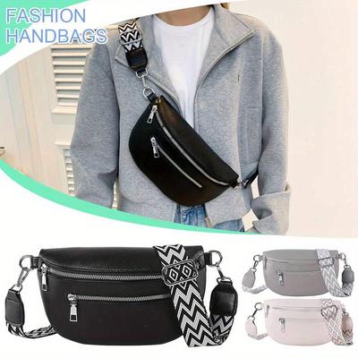 Women Casual Waist Bag, PU Leather Retro Fanny Pack, Multi-pocket Travel Outdoor Chest Bag