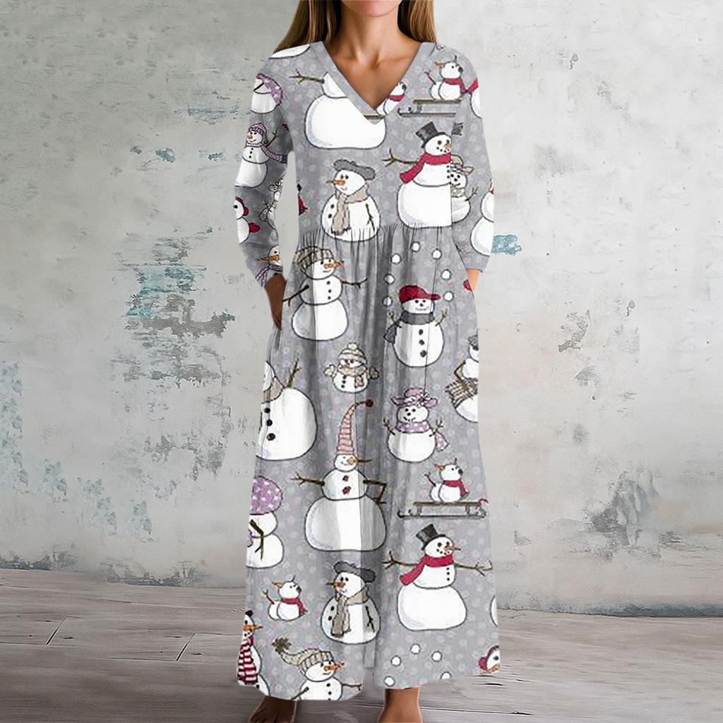 Women's Fashion Dress Spring V-neck Long Sleeve Dress