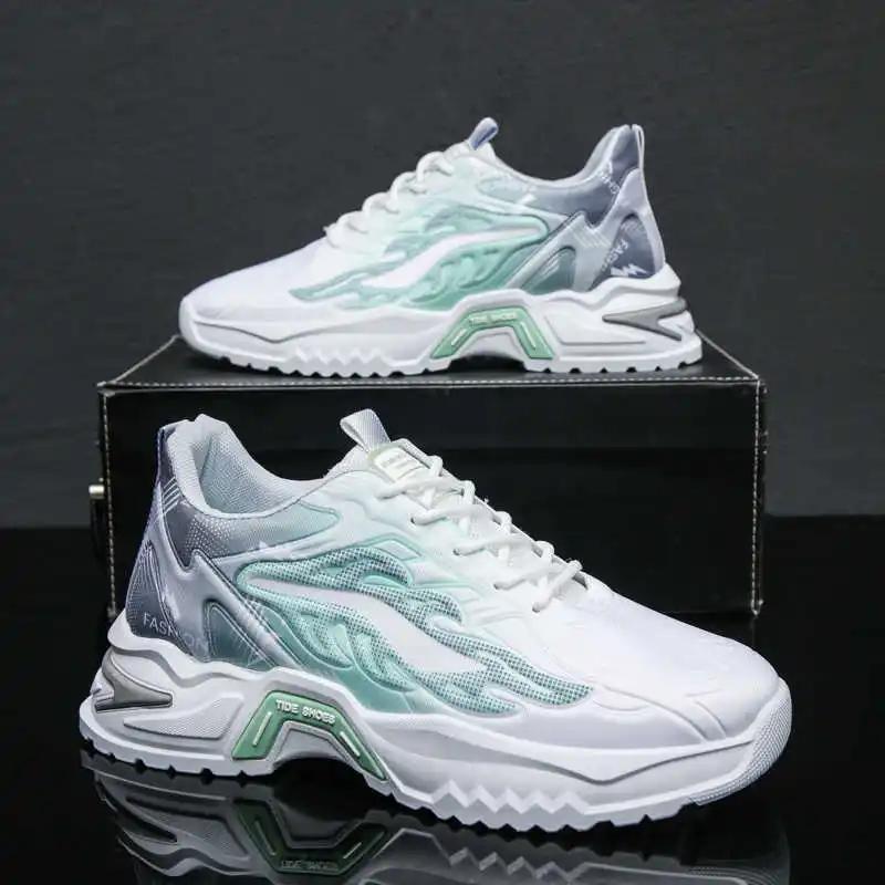 Fashion Two Tone High Tops Men's Sneakers Shoes Flats Golf Badminton Shoes Man Sports Everything Lofers Industrial Sewing