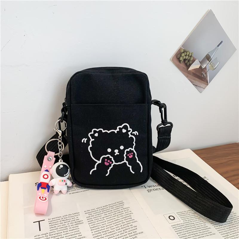 Summer Canvas Phone Bag With Contrast Print Small Purse For Casual Outings