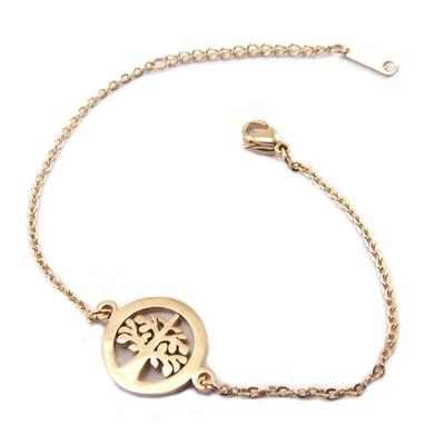 [P4878] – Roségoldenes Stahlarmband „Tree of Life“ (goldrosa) – 15 mm