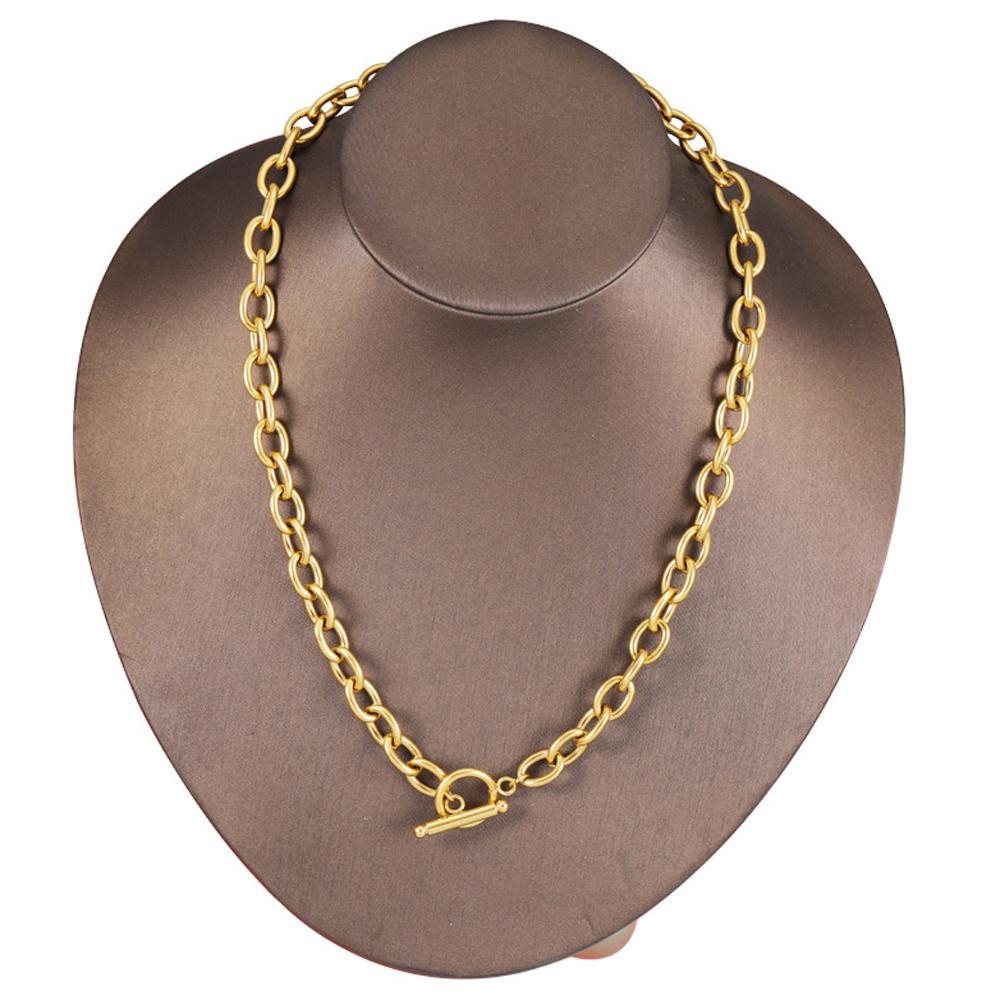18K Vergoldete Chunky Halskette für Damen Titan Silberne Schließe Chunky Toggle Halskette Statement T-Bar Schließe Goldene Punk Halsketten