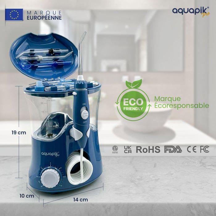Aquapik® Pro Water Flosser | Recommended by Dentists | 8 Tips + 10 Pressure Levels + 600 Ml Tank. Blue