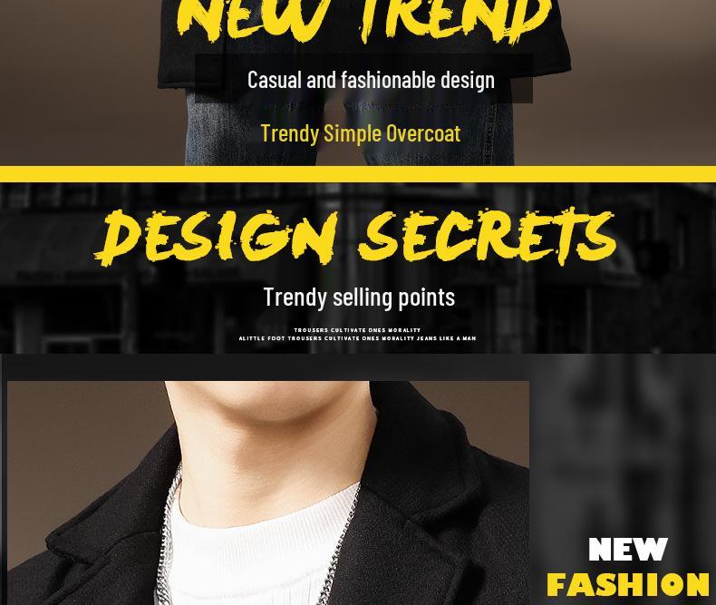 Men's Wool Tweed Mid-Length Suit Collar Windbreaker - British Style Autumn/Winter Coat