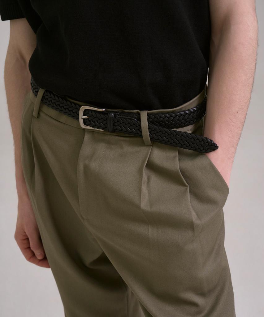 Sin And Lee Nocturnal Wide Pleated Wool Slacks Khaki