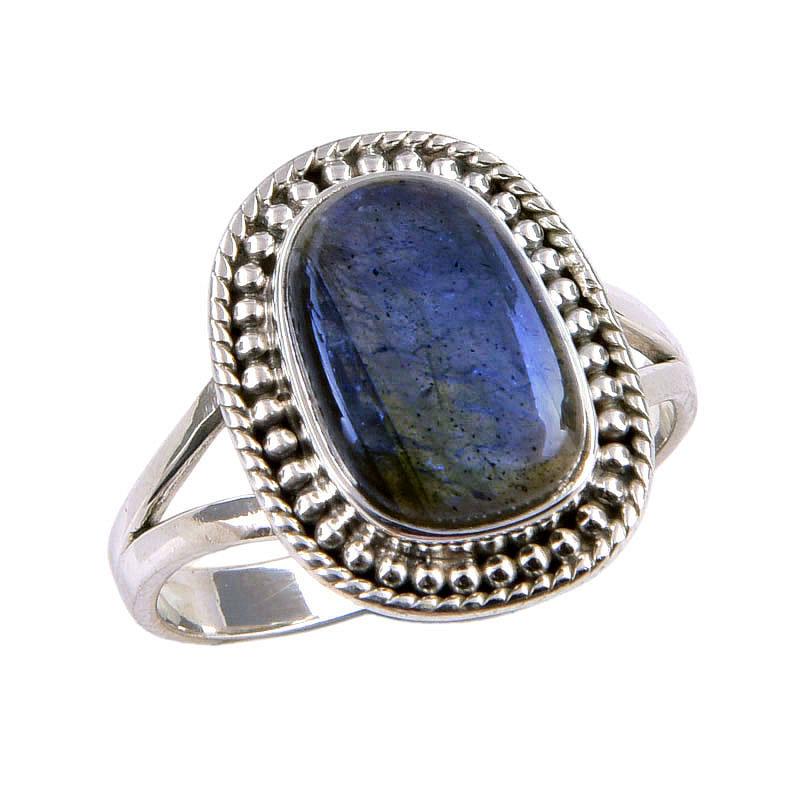 Natural Labradorite Gemstone 925 Solid Sterling Silver Jewelry Ring S.8.5 Q0g17