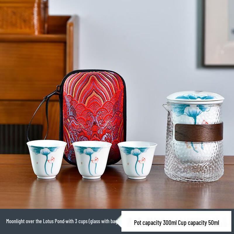 Haofeng Suet Jade Porcelain Portable Travel Tea Set