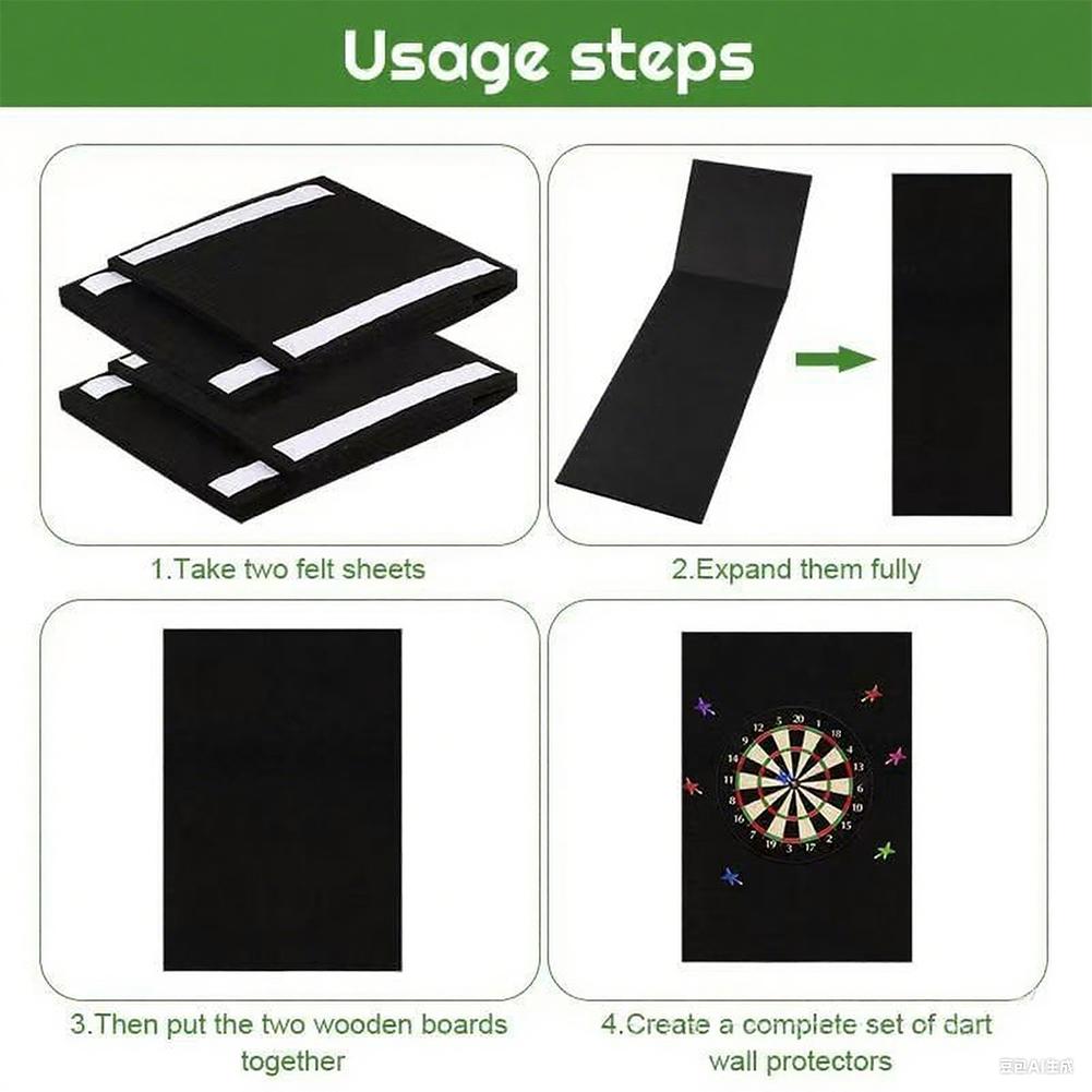 Flight Board Wall Protector Extended Length Dartboard Surround Felt Board Self-Adhesive Dartboard Border Prevents Wall Damage