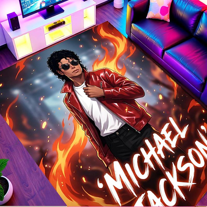 Michael Jackson Print Rug, Washable Floor Carpet, For Entryway Dorm Laundry Room Office Study, Home Decor Birthday Christmas Gift