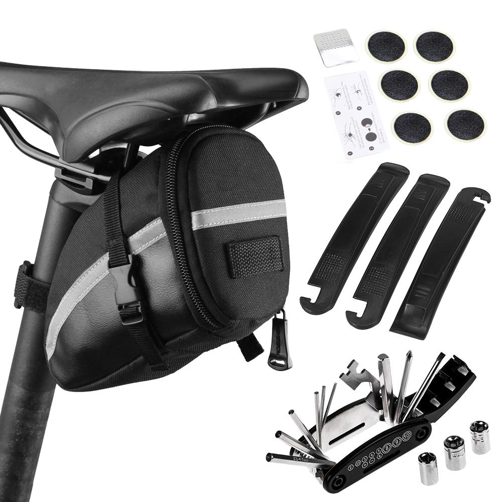 Bike Repair Tool Kits Bicycle Saddle Bag Cycle Seat Pack 16 In 1 Multi Function Repair Tool Kit