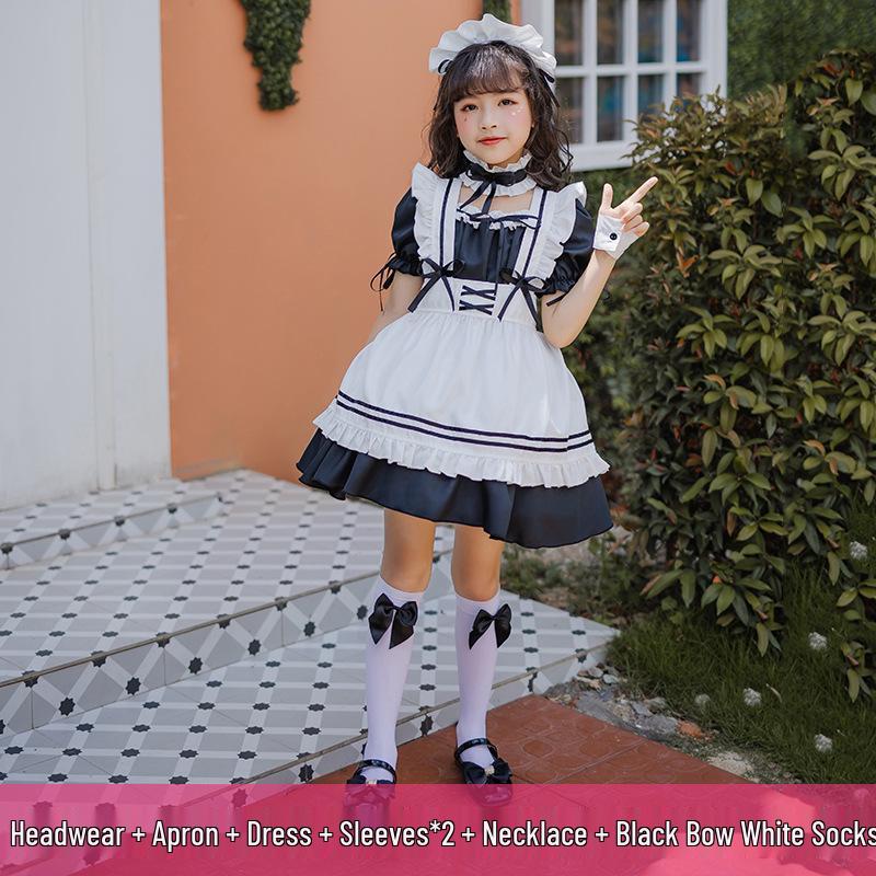 Japanese Black Maid Lolita Dress for Girls - Cute Princess Costume