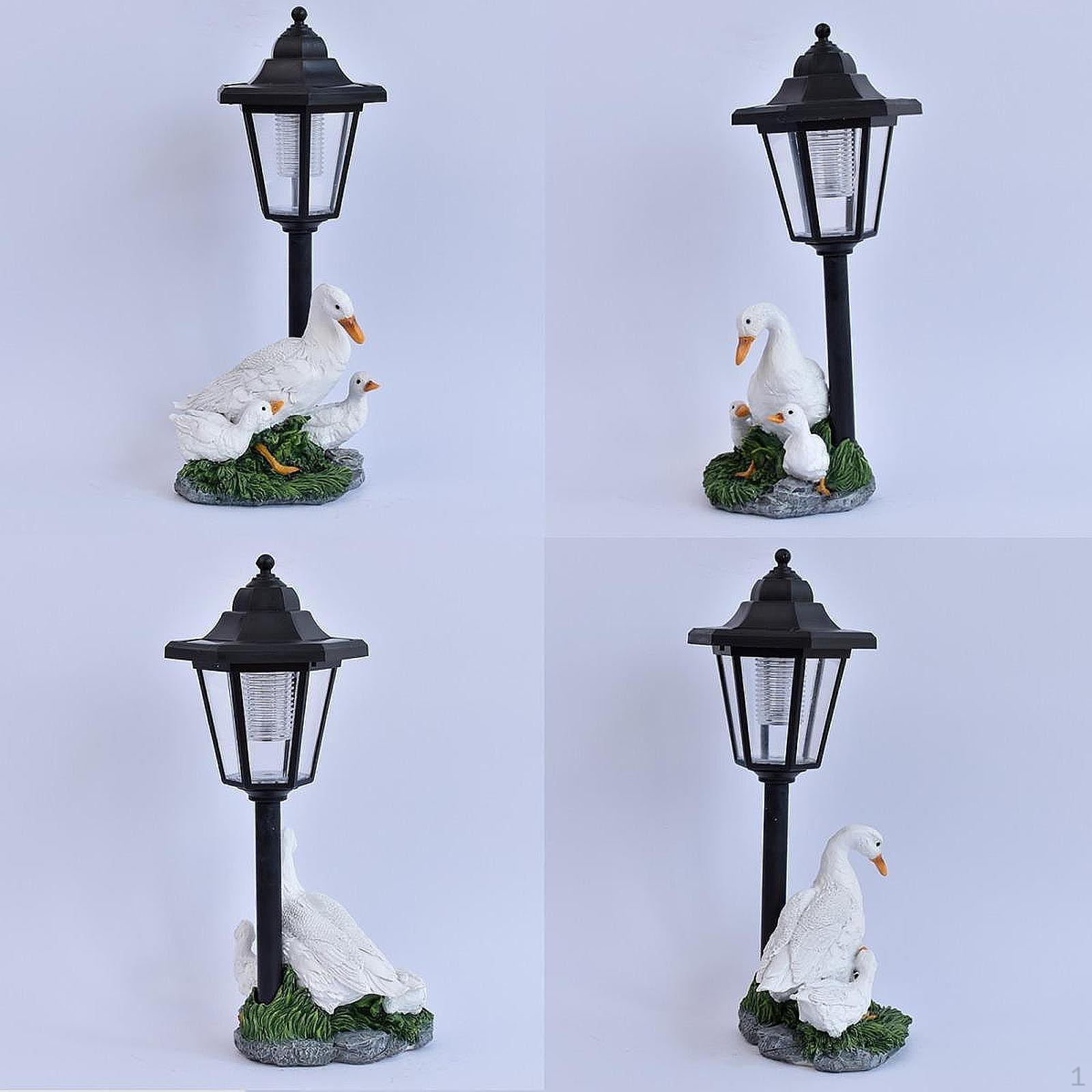 Садовая статуэтка утки со скульптурой и солнечным фонарем, современное декоративное изделие из смолы, фигурка животного для