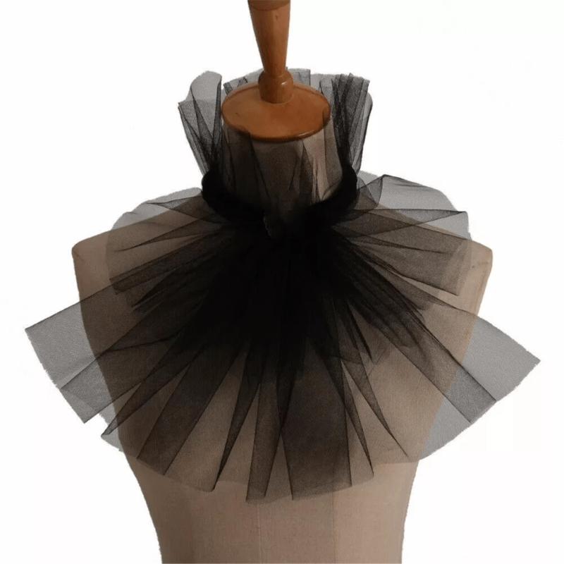 Eleganter Rüschen-Abnehmkragen für Damen Viktorianische Renaissance Halskrause Geschichtetes Netz Jabot Falscher Kragen Choker