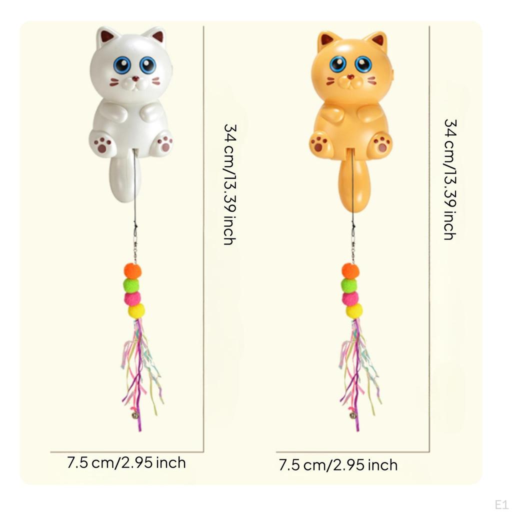 Interactive Electric Cat Teaser Toy | Nostainless Hook Installation, Colorful PomPoms and Tassels,