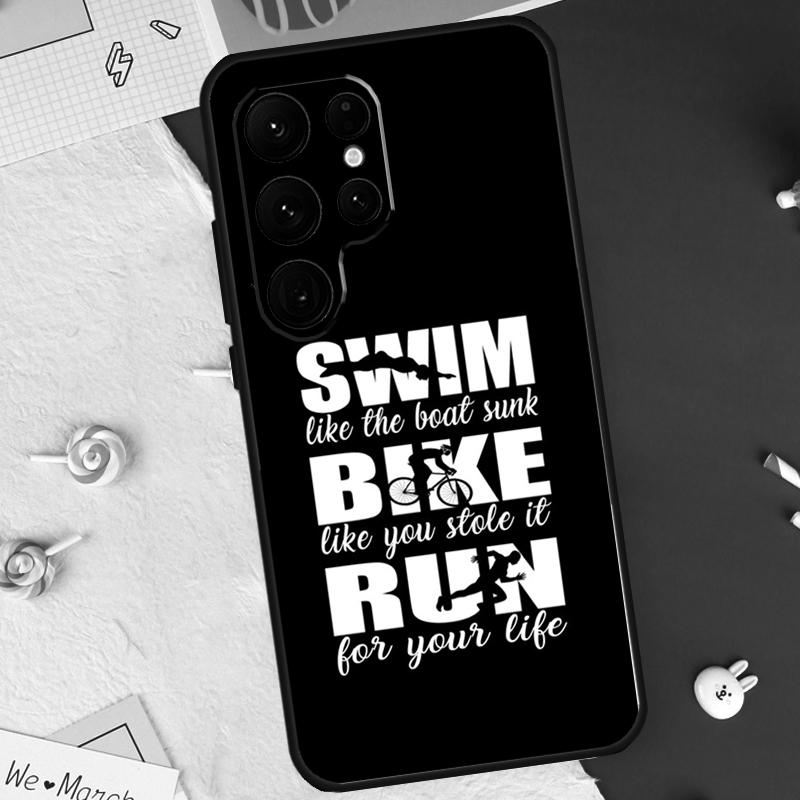 Triathlon Tri Life Swim Bike Run Case For Samsung Galaxy S21 S22 S23 S24 S25 S26 Ultra S10 S25 Plus S25 FE S20 FE Cover Shell