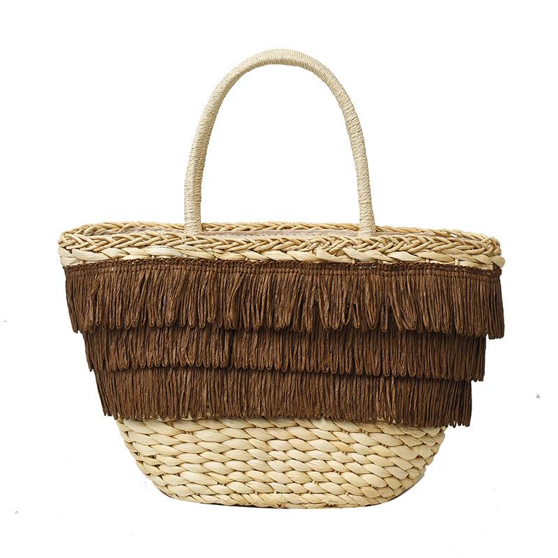 

Летняя трендовая большая вместительная портативная сумка-тоут для отдыха на море, пляжная плетеная сумка ручной работы из соломы