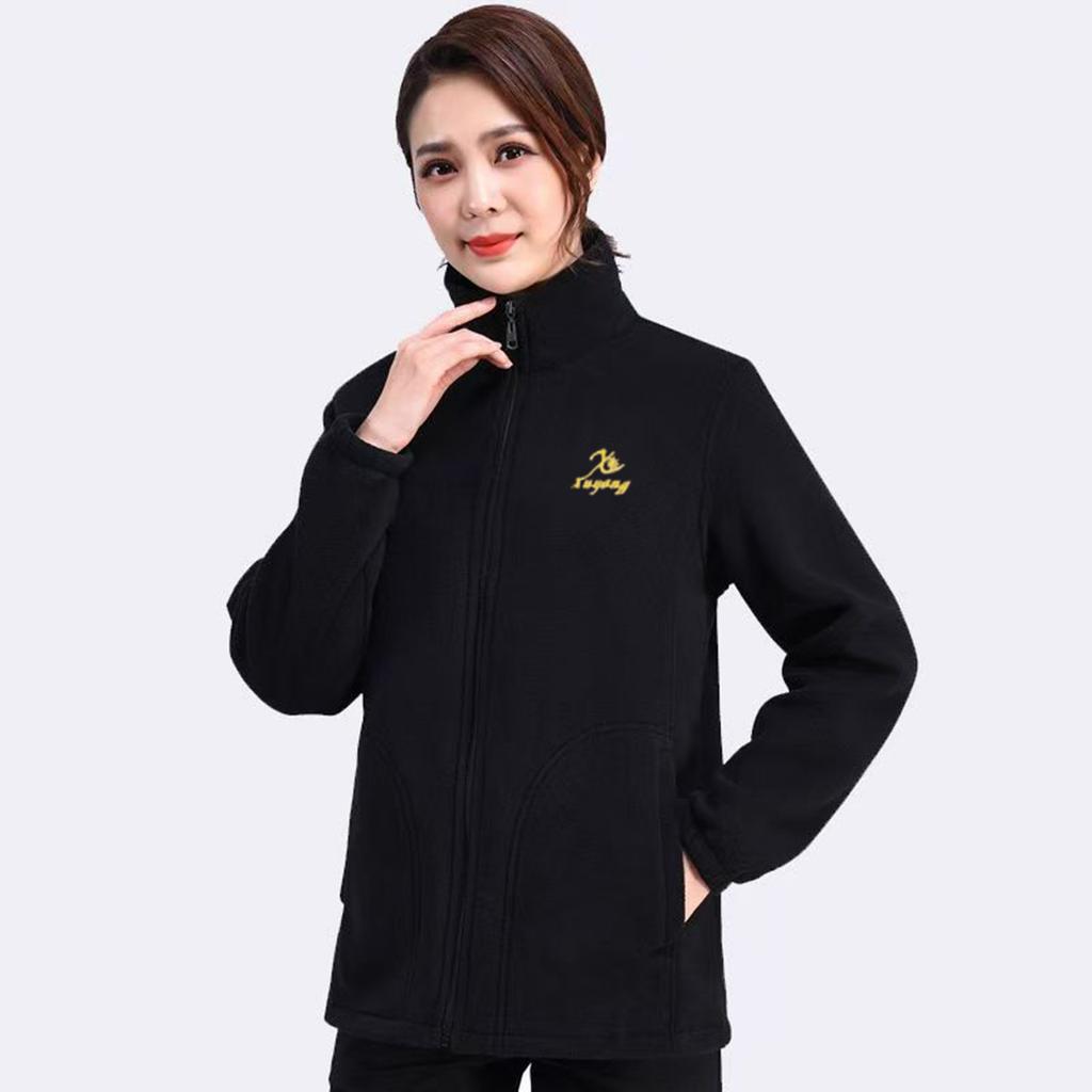 Damen-Fleecejacke, ,Winter, Verdickter und fleecegefütterter Cardigan, Reißverschluss Stehkragen, Lockerer Schnitt, Sport-Sweatshirt, Warmes Oberteil, Oberbekleidung