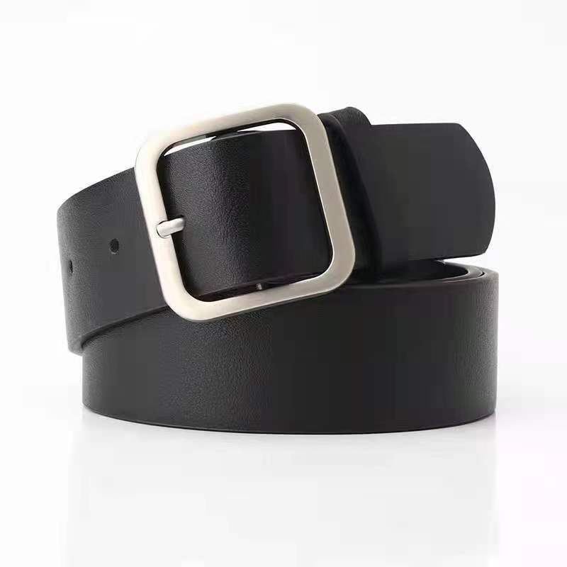 Womens Korean Stylish Vintage Pu Leather Belt Featuring Square Buckle Design