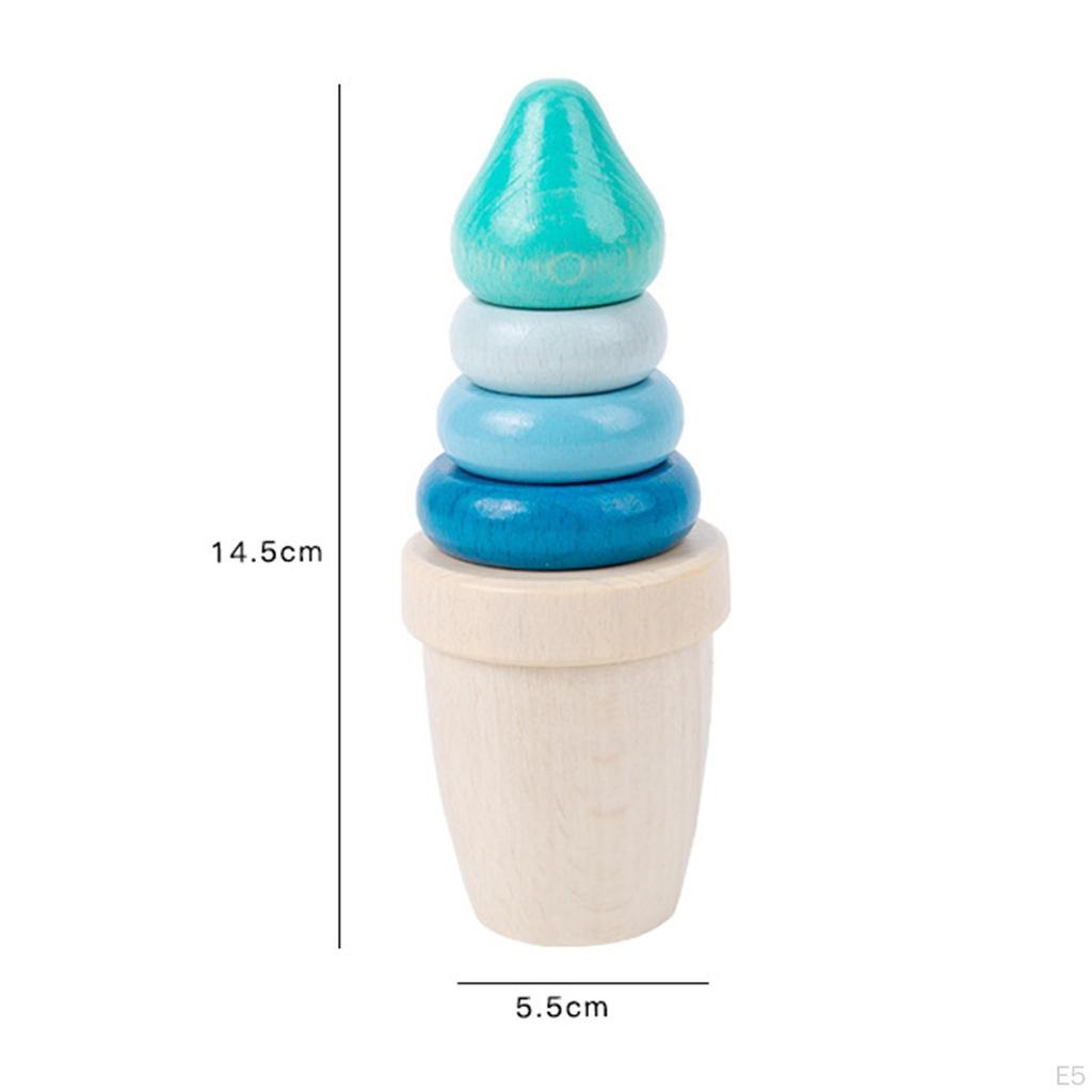 Ice Cream Stacker Toy Toddlers Preschool Boys Girls Montessori Stacking Game Red