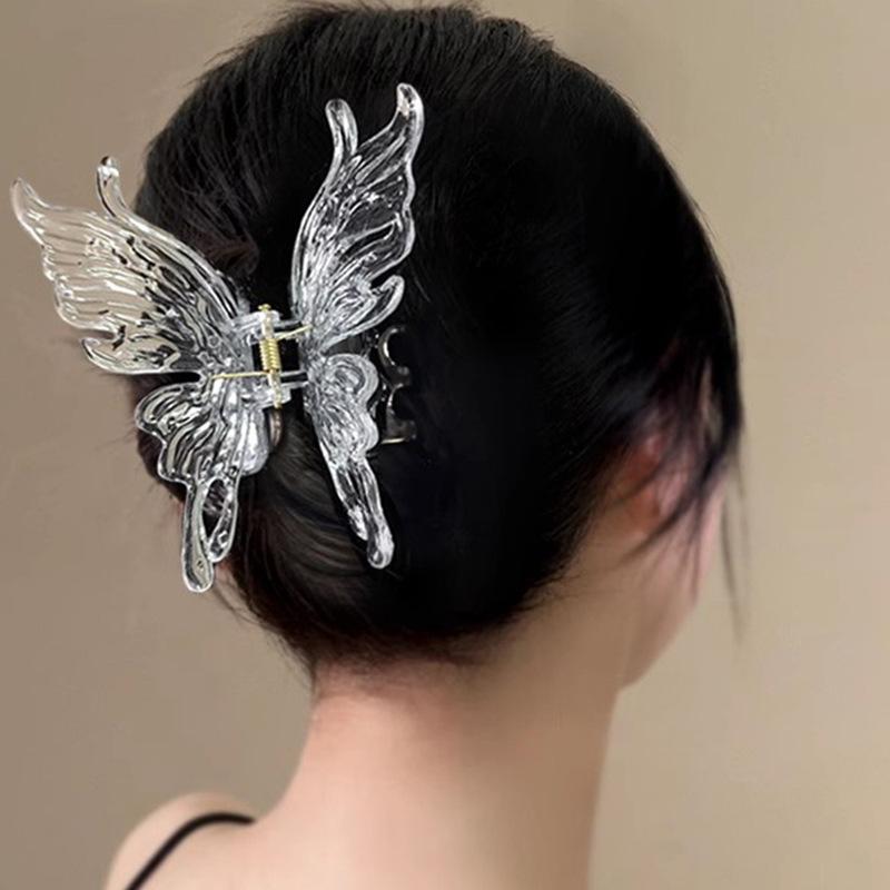 Super Fairy Transparent Butterfly Hairpin Fashionable and Simple Back Head Grab Clip Niche Personality High-end Hair Accessories