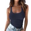 Women Tops U-Neck Sleeveless Slim Fit Solid Color Tank Tops Ribbed Elastic Summer Casual