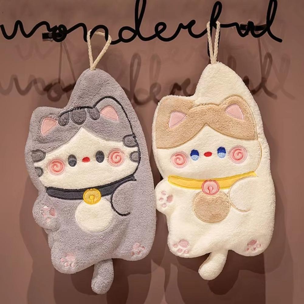 Water Absorption Kitchen Towel Cleaning Rag Cartoon Cat Small Bathing Towel Kitchen