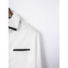 Spring Men's White Button Down Shirt with Black Placket and Cuffs Formal Blouse