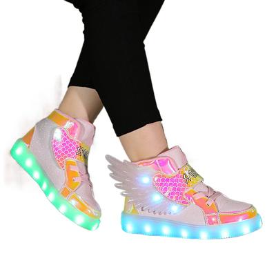 New Spring and Autumn Models Middle and Small Children Led Charging Luminous Shoes Children's Shoes USB Colorful Light Shoes Trendy