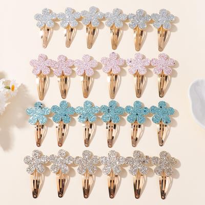 24Pcs Geometric Hair Clip Glitter DropletColorful Gradient Girls Children Bangs BB Alloy Hairpins Headclips Hair Accessories